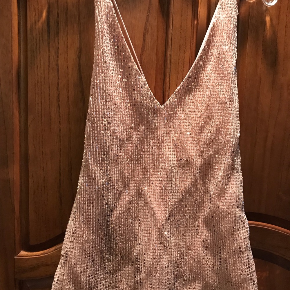 Express Sequin Top, Champagne size L